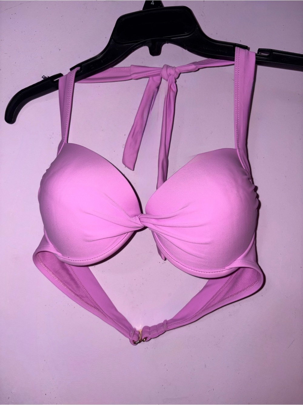 Twist-Front Halter Bikini Top in Light Pink